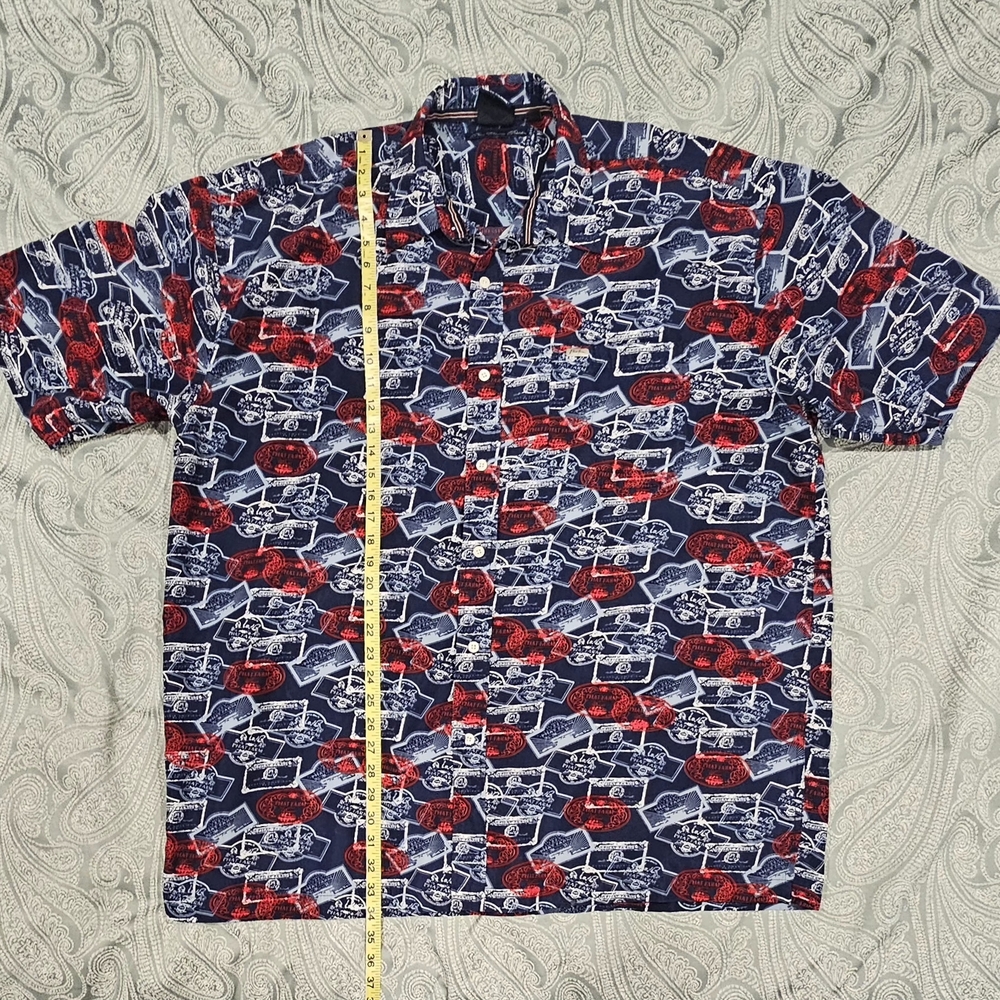 Men's Phat Farm Navy and Red Patterned Shirt